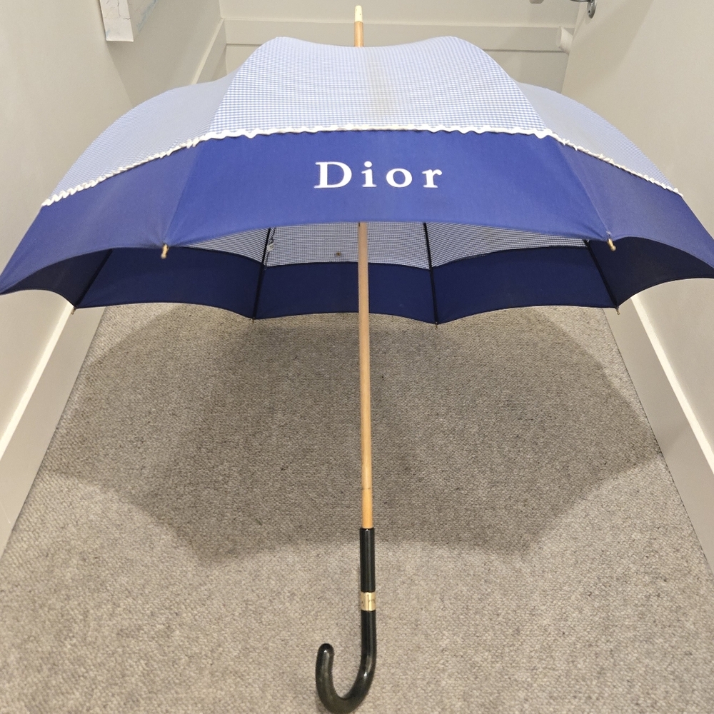 RARE Vintage Dior Blue & White Trotter Umbrella
